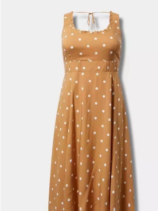 torrid Dresses & Skirts - torrid NWT Camel Polka Dot Sleeveless Midi Dress